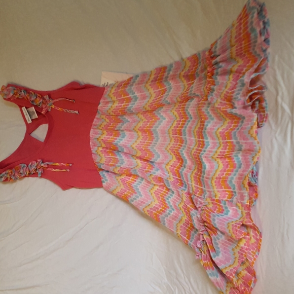 strapless open back dress Jona Michelle Red & White Metallic Striped Dress